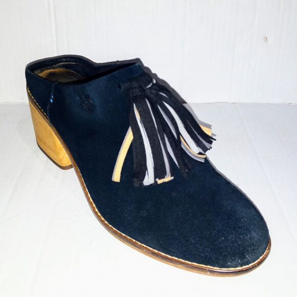 Toms Shoes - Toms Leila Tassel Muscat Suede Mules-Size 8.5-Chunky Wood Block Heel-Slip On